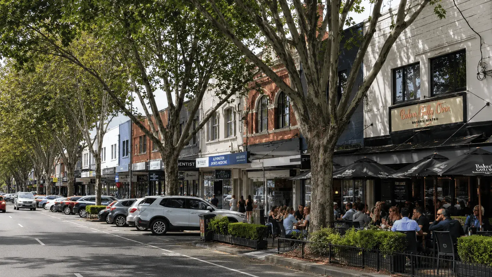 Oakleigh business area with shops and offices