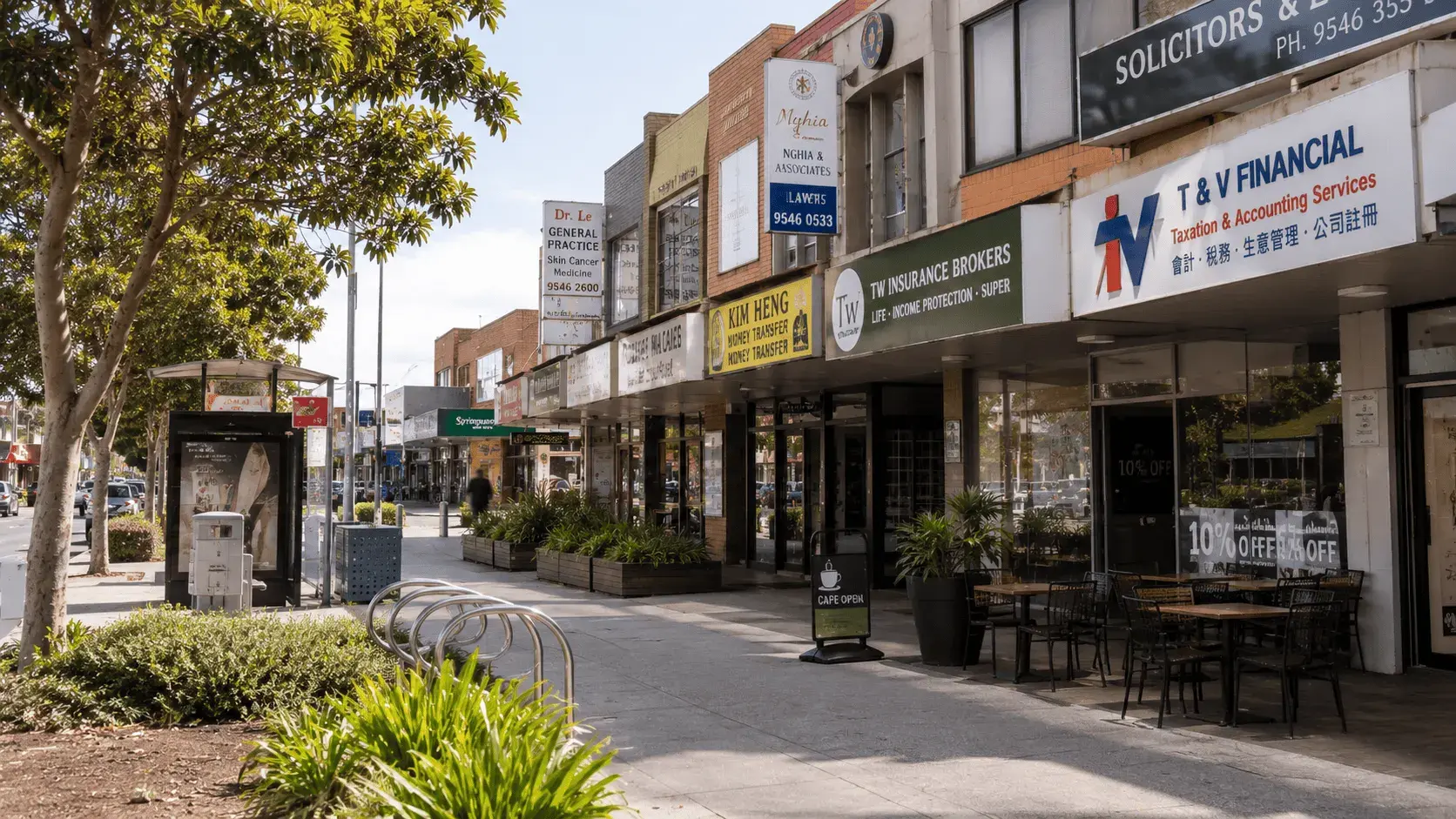 Springvale shopping strip with local stores