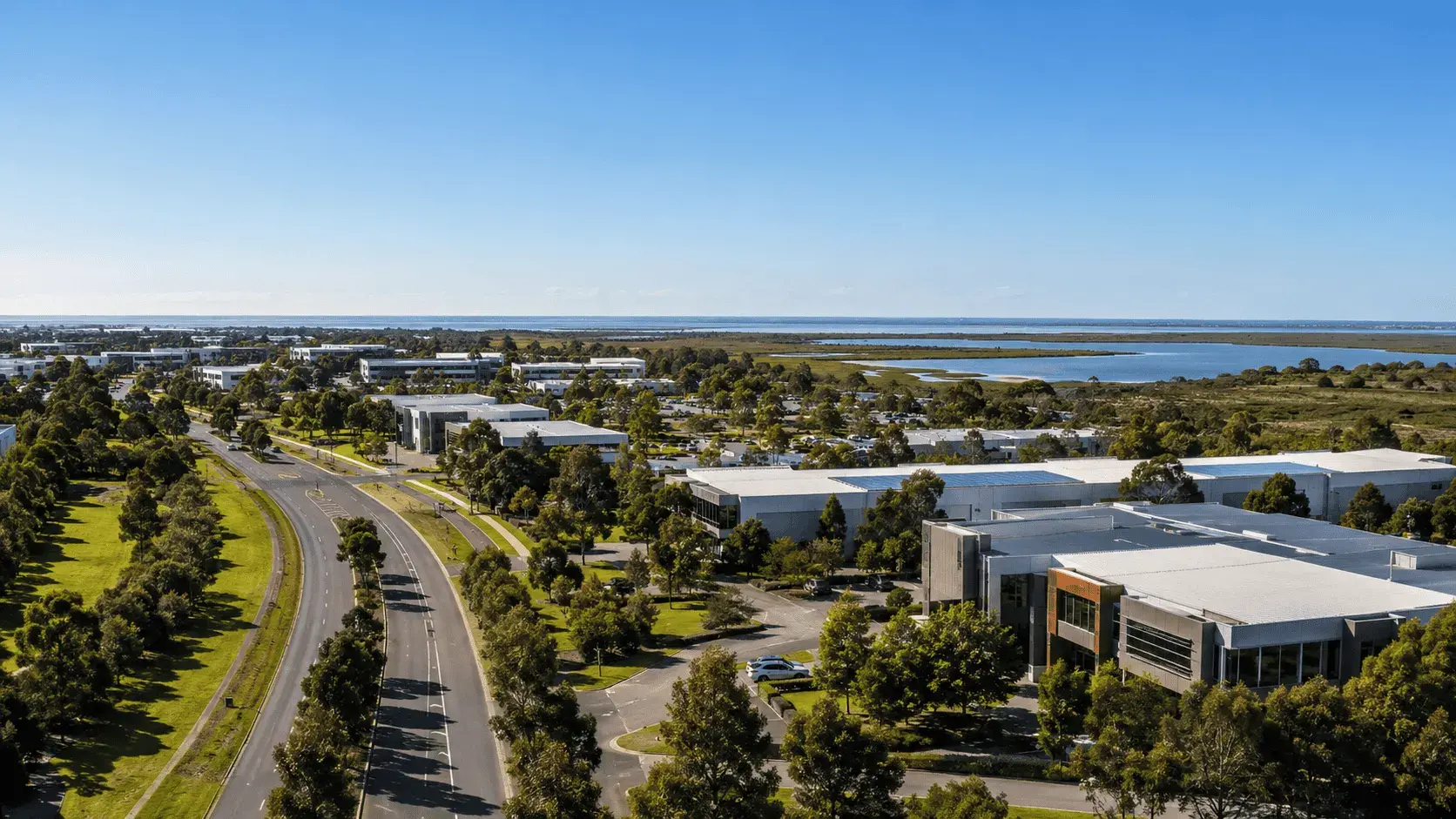 Braeside industrial suburb with warehouses and business units