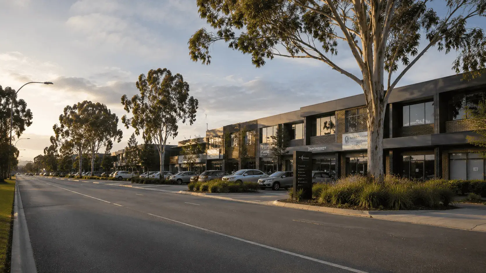 Carrum Downs neighbourhood street with local businesses