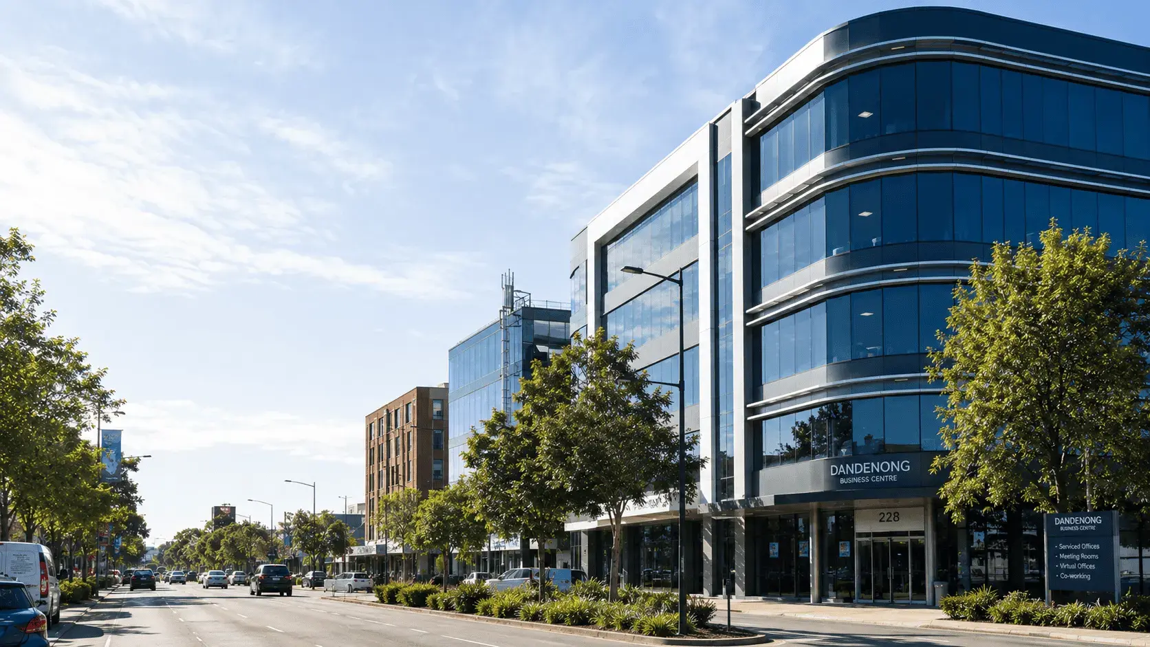 Dandenong business centre and shopfronts