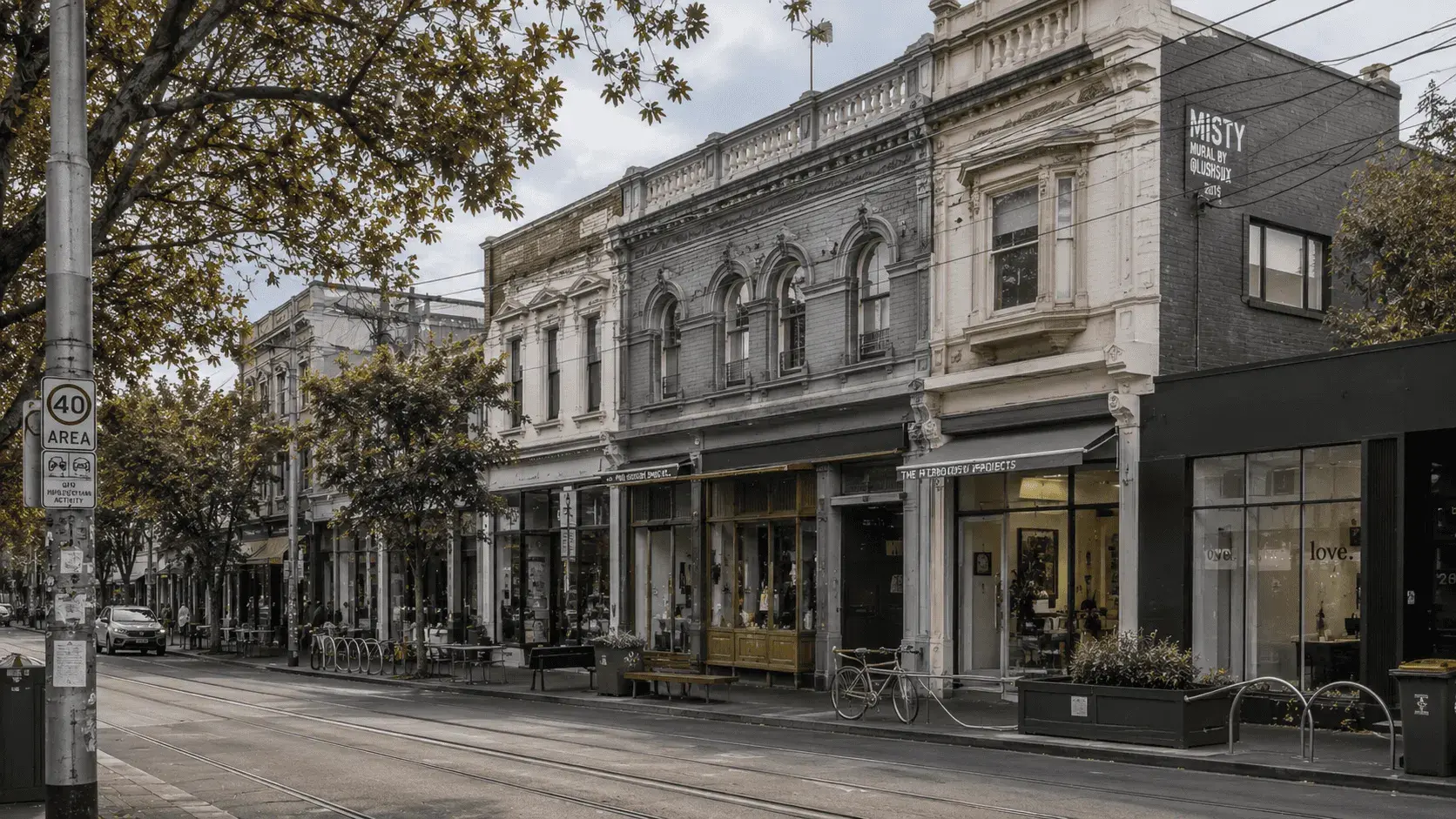 Fitzroy street with terrace shopfronts