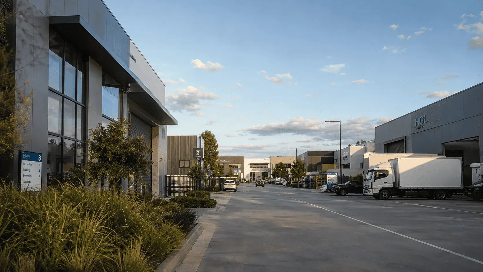 Melbourne industrial estate with warehouses and business units